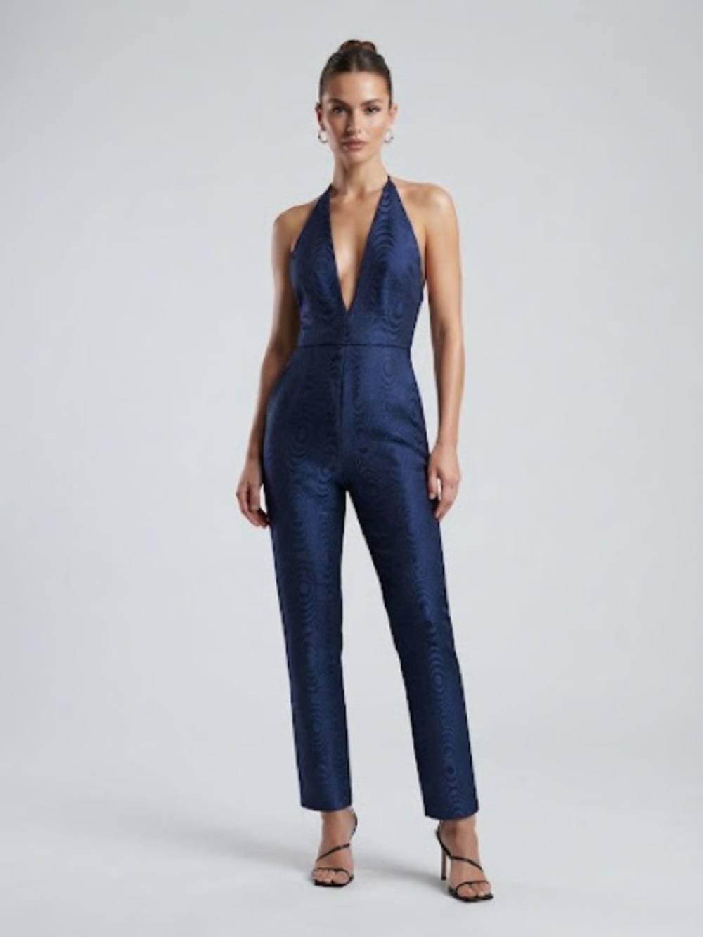 Diane von Furstenberg Navy V-Neck Silk Jumpsuit 6